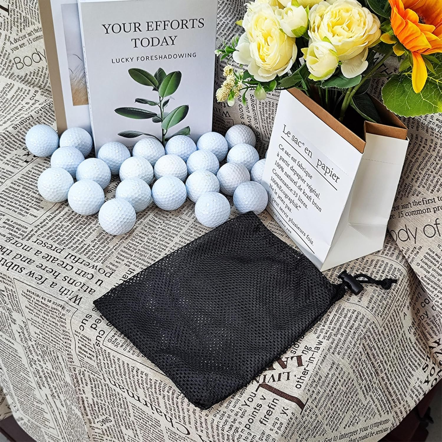 Durable Nylon Mesh Golf Ball Storage Bag， Holds 48-56 Balls, Perfect for Practice and Training image number 4