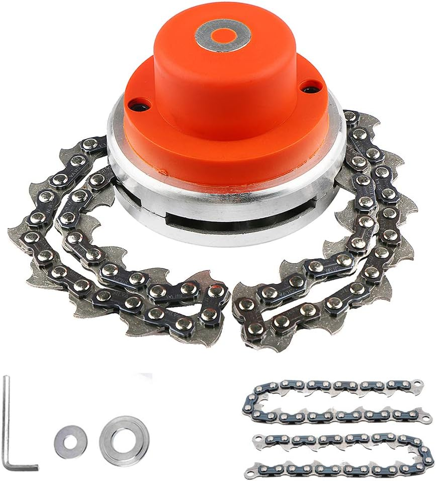 65Mn Trimmer Head Coil Chain Lines Brush Cutter Weed Eater Grass Replacement Attachment 1 Inch/25.4Mm Mounting Hole Universal Fit for Gas Trimmers Lawnmower(Red) image number 5