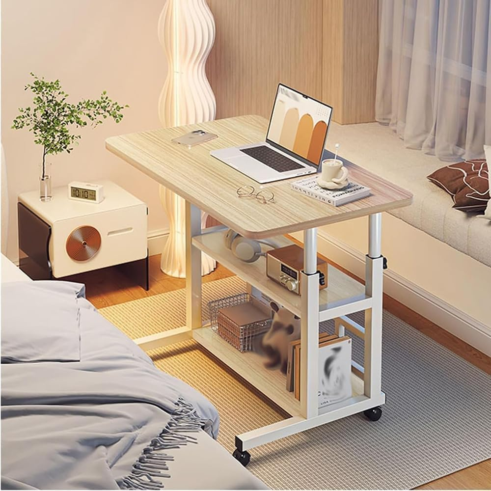 TOMVAES Adjustable Height Standing Desk, 3 Tiers Portable Laptop Computer Table, Stand up Table with Castor Wheel, Multifunctional Work Laptop Desks for Home Office image number 2