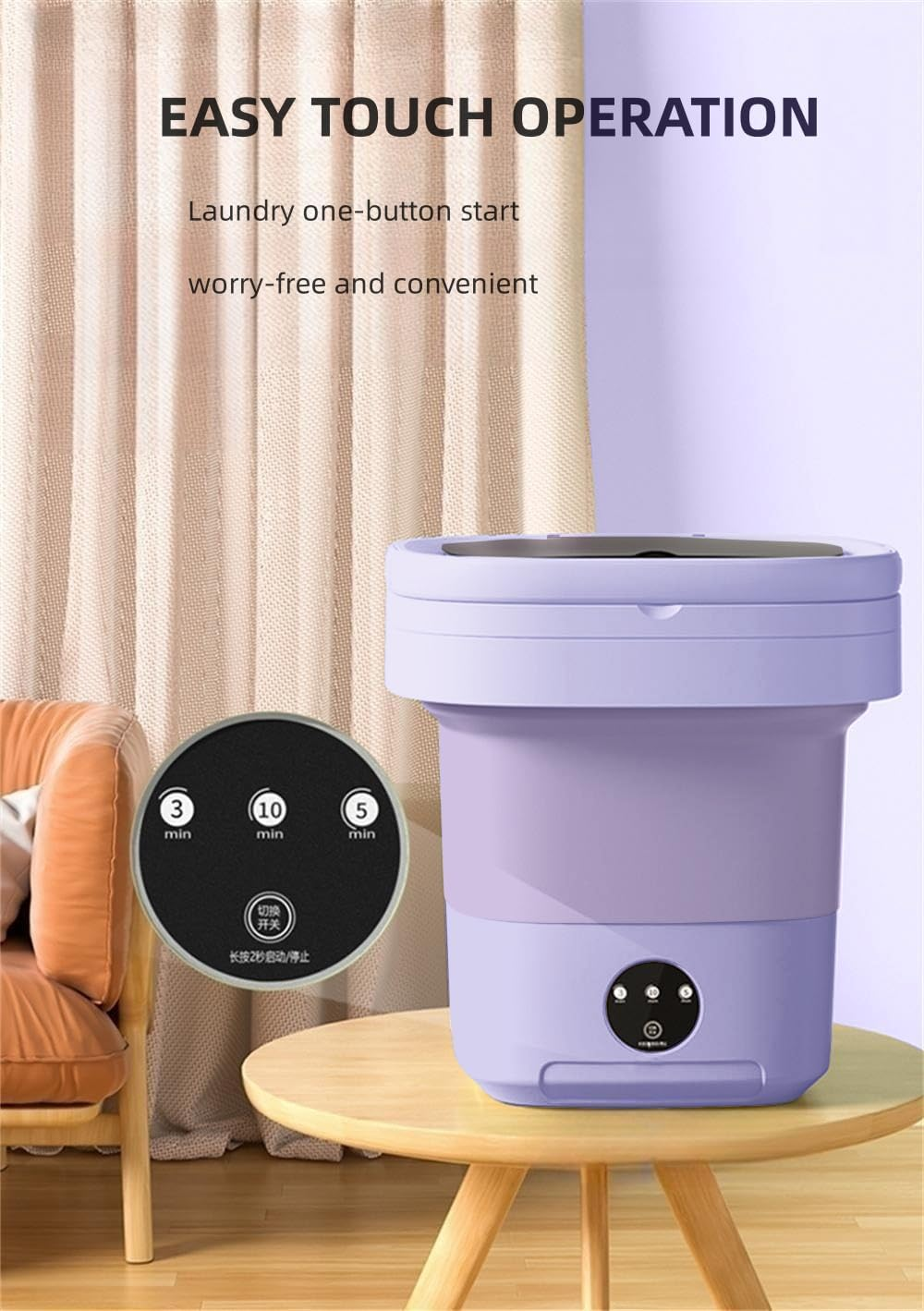 Portable Washing Machine,Mini Washer,11L Upgraded Large Capacity Foldable Washer, Deep Cleaning of Underwear, Baby Clothes and Other Small Clothes.Suitable for Apartments, Dormitories, Hotel. image number 3
