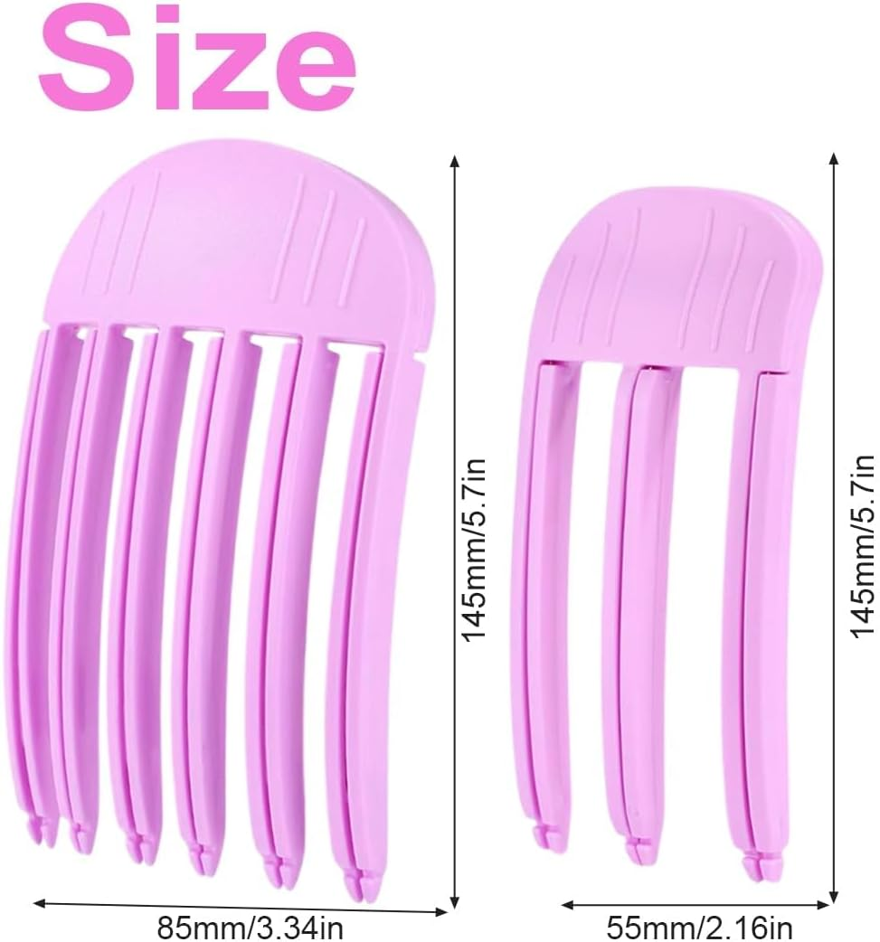 Heanvmyss Wind Shaping Styling Combs for Fluffy Bangs,4 Pcs Clips for Hair Volume,3 or 6 Teeth Volumizing Hair Clips for Natural Voluminous Look (Pink) image number 3
