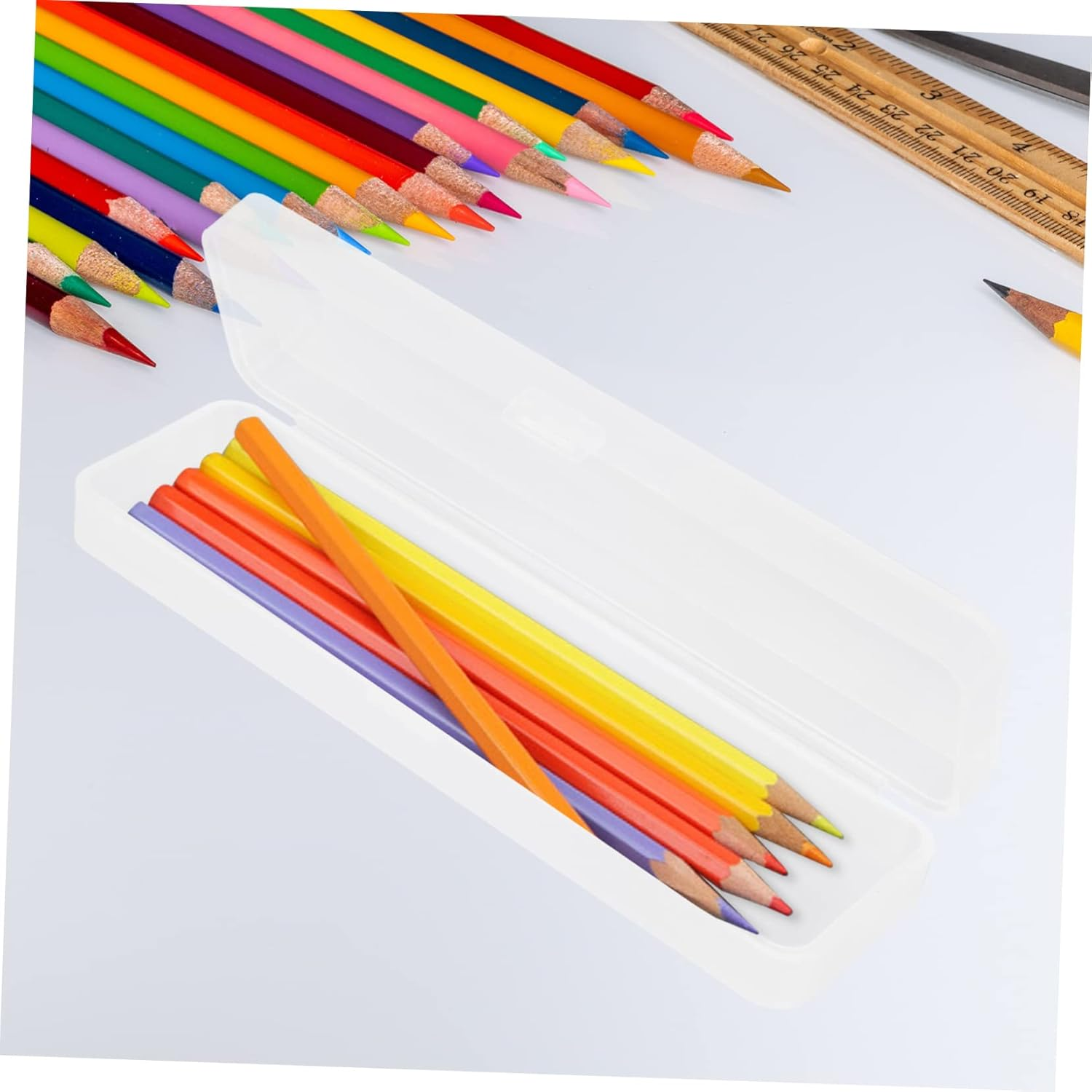 SEWACC 5Pcs Oblong Pencil Storage Box Scratch-Resistant Stationery Organizer for School Office and Home Use Semi-Transparent Design Ample Space for Pens and Accessories image number 5