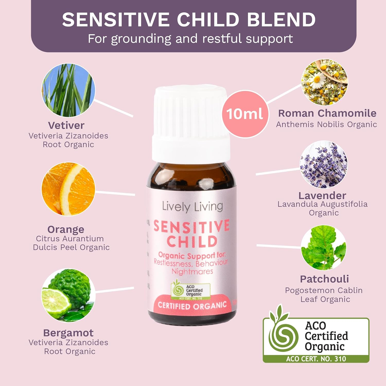 Lively Living Bambino Baby Organic Essential Oils Trio - Australian Certified Organic Oil Gift Set for Nursery Diffuser or Humidifier | Help Toddlers or Child Sleep, Calming, Relaxing 3 X 10Ml Bottles image number 5