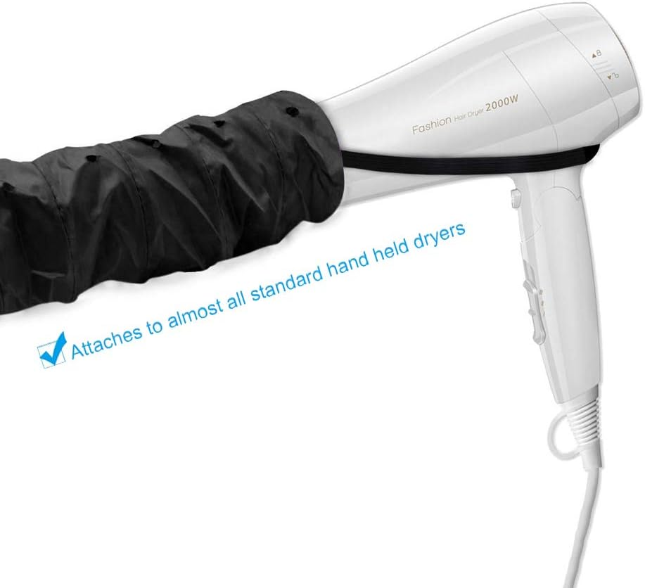 Bonnet Hood Hair Dryer Attachment - Adjustable Extra Large Bonnet Hair Dryer for Hand Held Hair Dryer with Stretchable Grip and Extended Hose Length (Black) image number 5