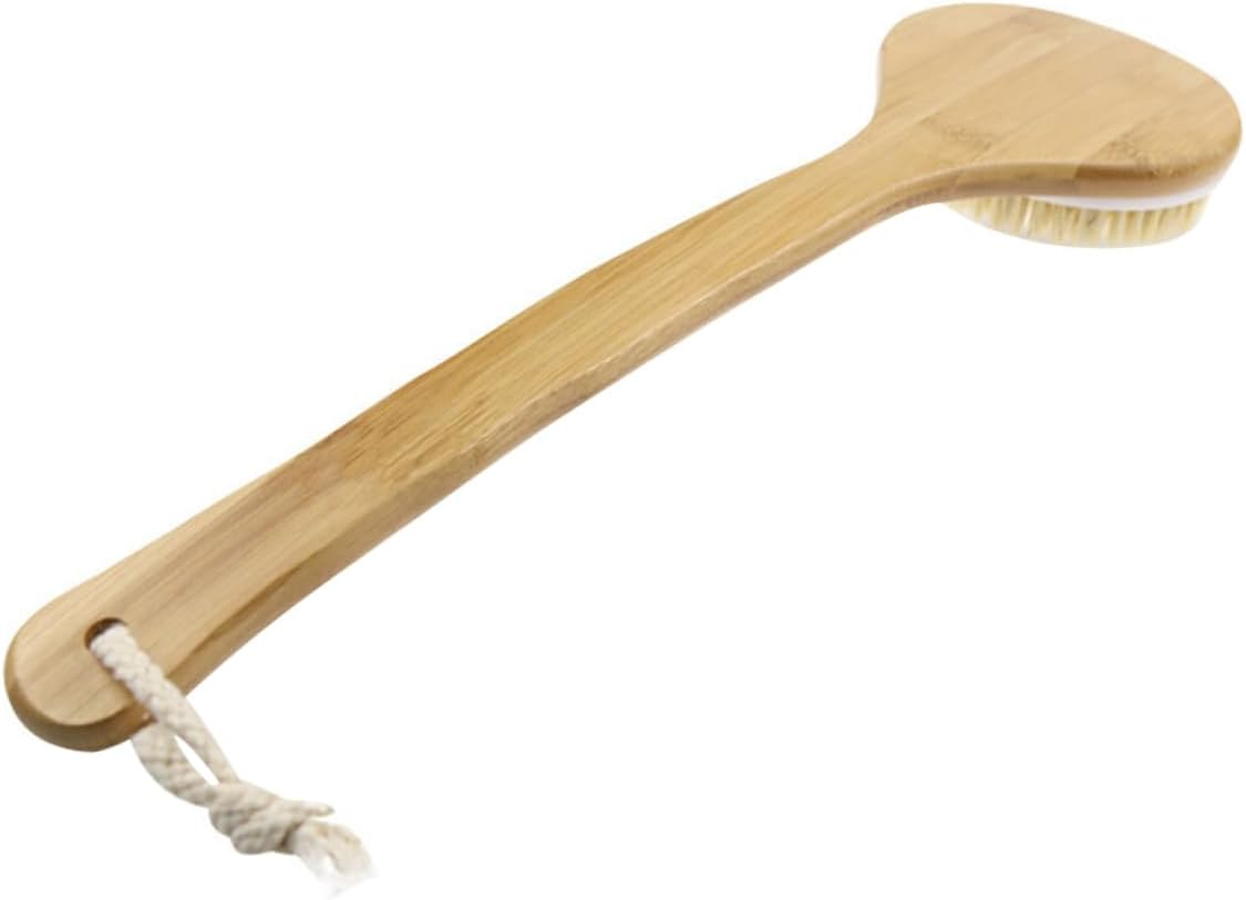 Minkissy Bamboo Handle Bathing Brush Ppr Soft Beads Back Scrubber for Shower Exfoliation S image number 1