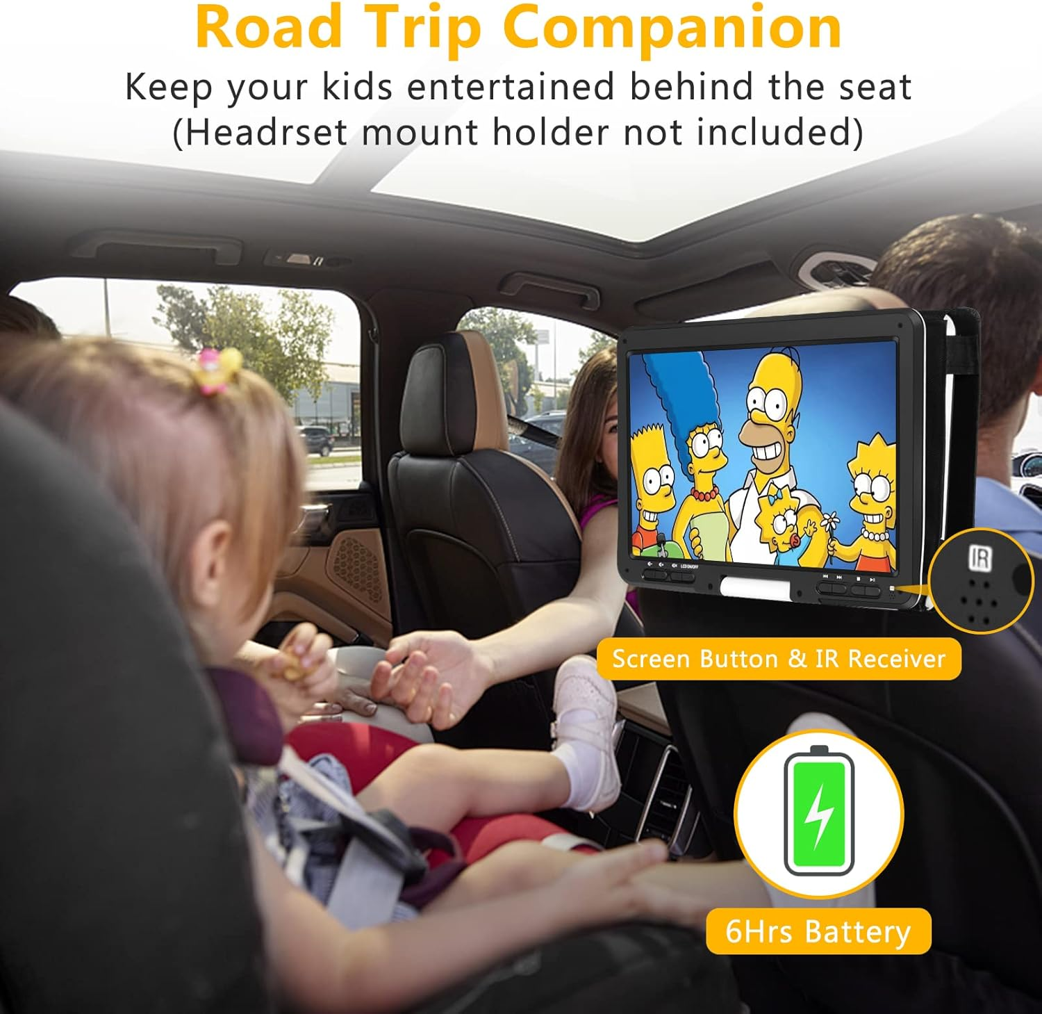 Hothat 16.9'' Portable DVD Player with 6 Hrs Battery, 14.1'' HD Swivel Screen DVD Player Portable, New Screen Button Design, High Volume Speakers, Support Sync Tv/Region Free/Multiple Discs, White image number 1