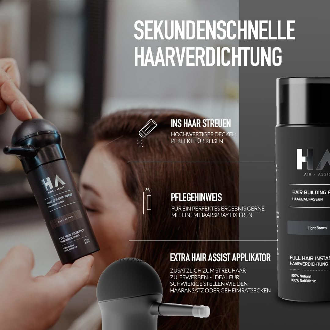 Hair-Assist Scattered Hair for Hair Thickening in Seconds [27.5G] Pouring Hair - Hair Thickener Effectively Conceals Hair Loss - Developed & Recommended by Hairdressers (Black, 27.5 G) image number 5