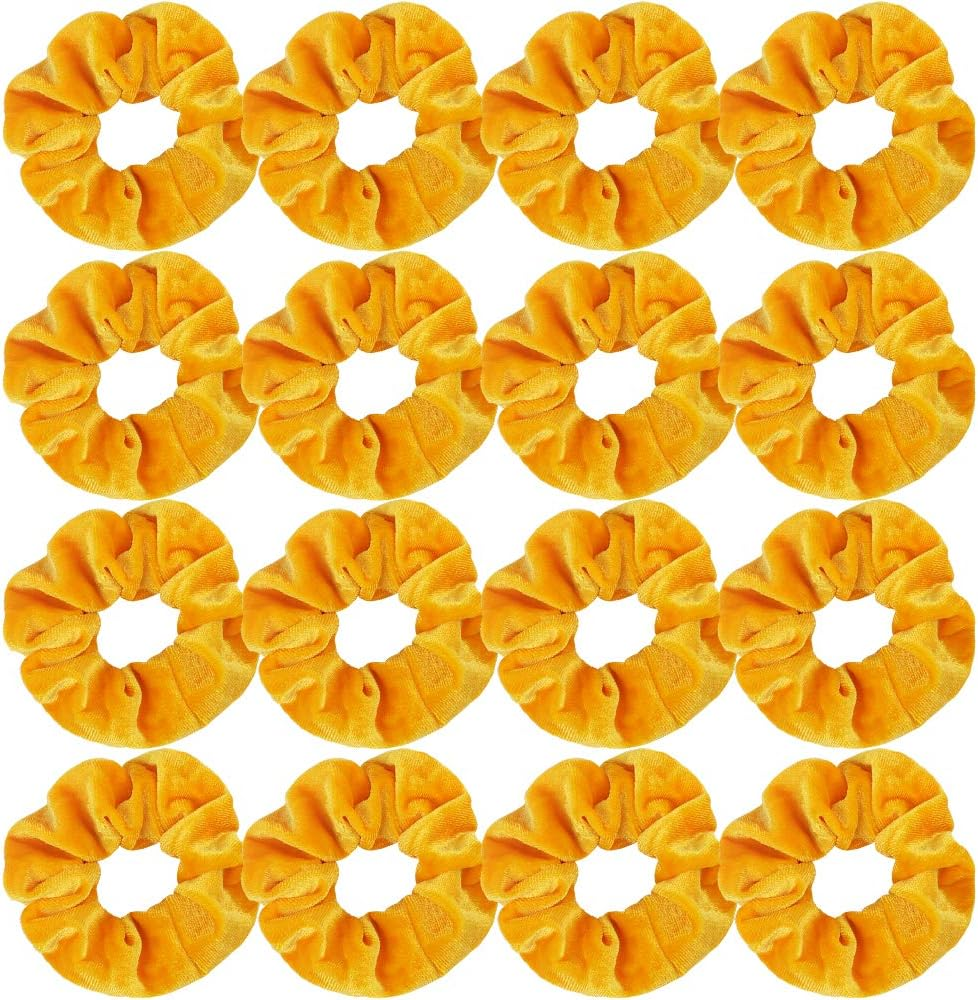 Semato 16 Pack White Velvet Scrunchies Hair Ties Elastics Ponytail Holder Hair Bands Scrunchie Accessories for Women and Girls - Black image number 5