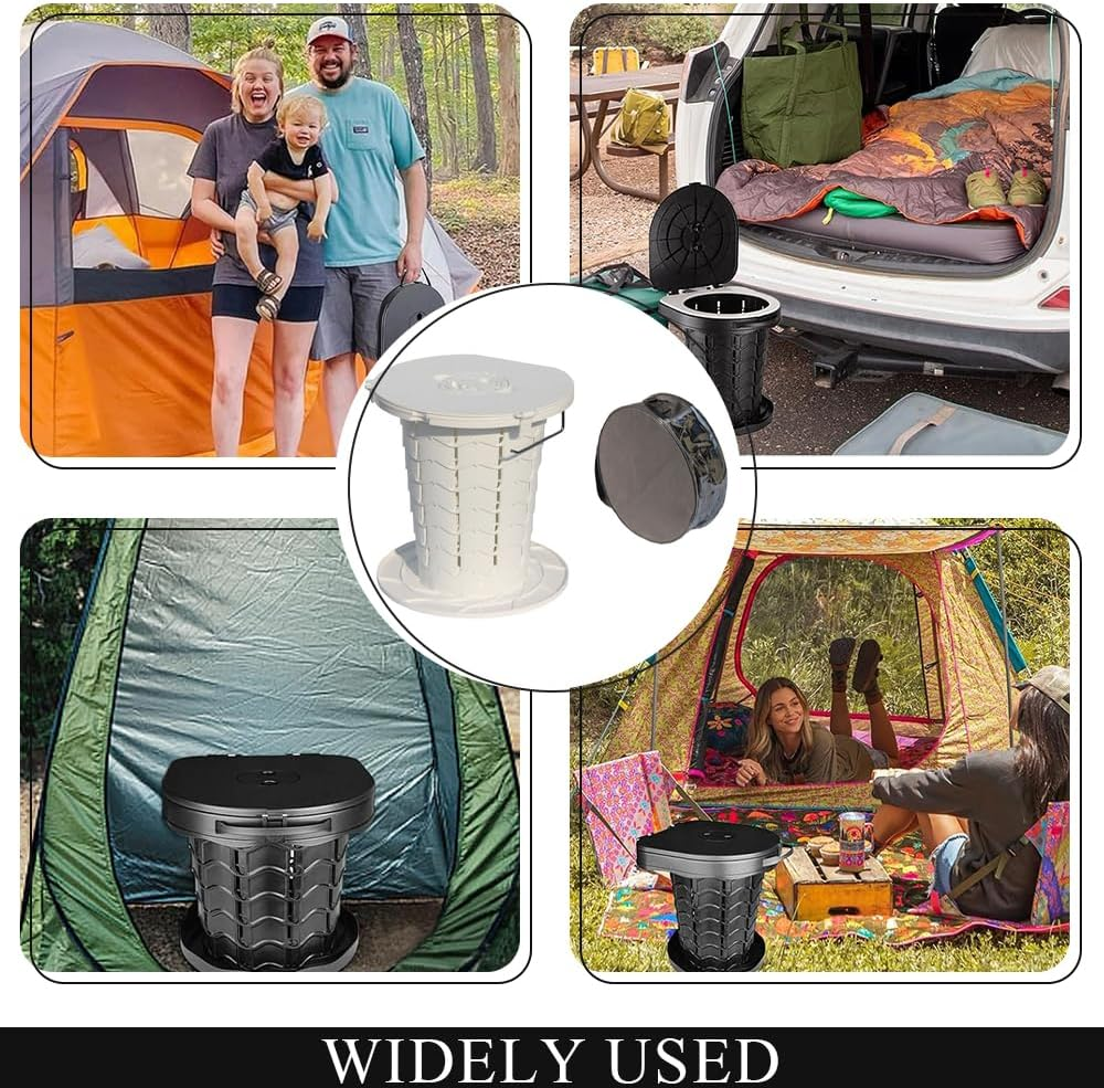 Retractable Portable Toilet,Large Capacity Camping Toilet,Foldable Travel Toilet,For Camping, Hiking and Outdoor Use,Car, Travel, Boat, Beach,With Carry Bag, Compact Folding Design (White)