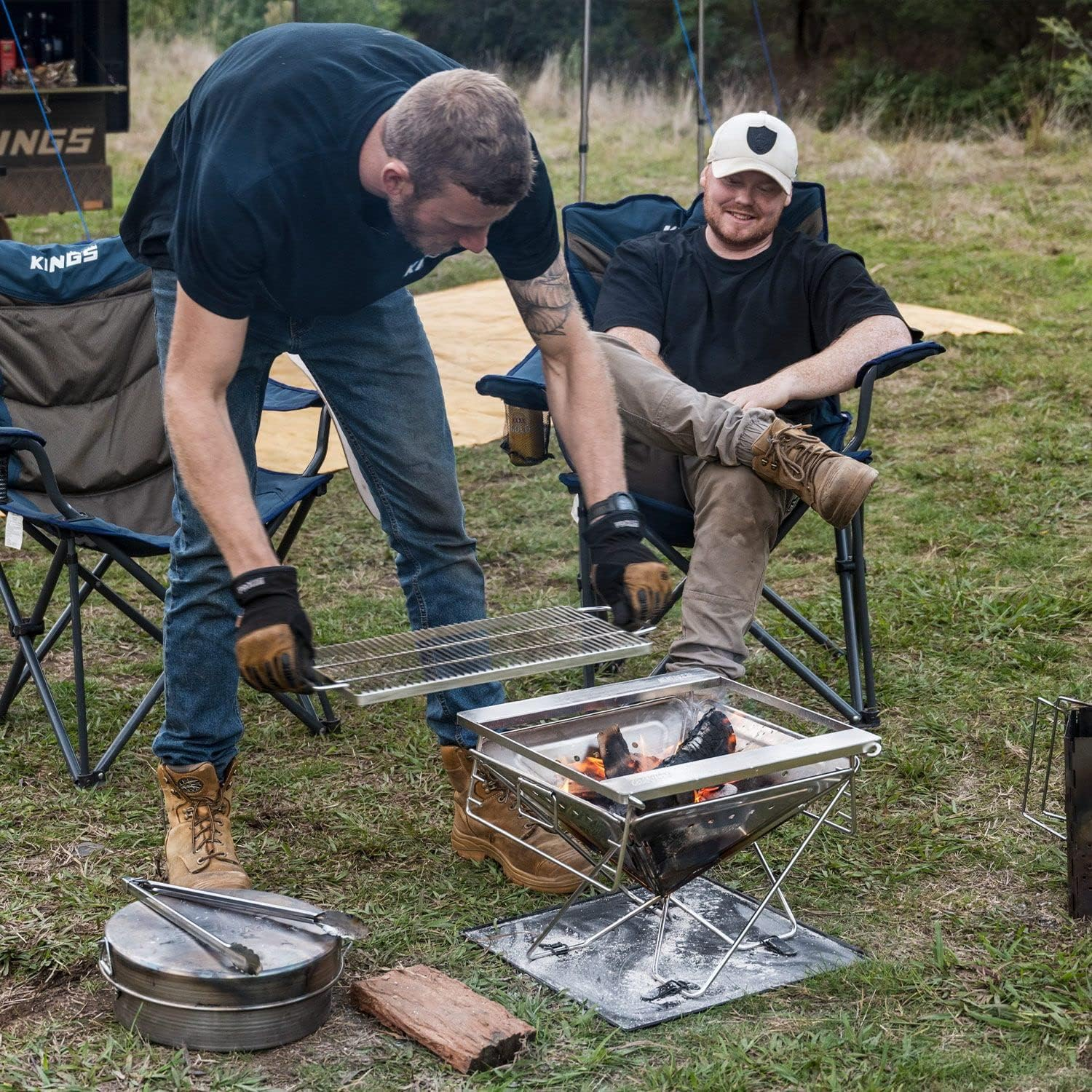 KINGS Premium Stainless Steel Firepit Grill for KINGS Stainless Steel Firepit image number 3