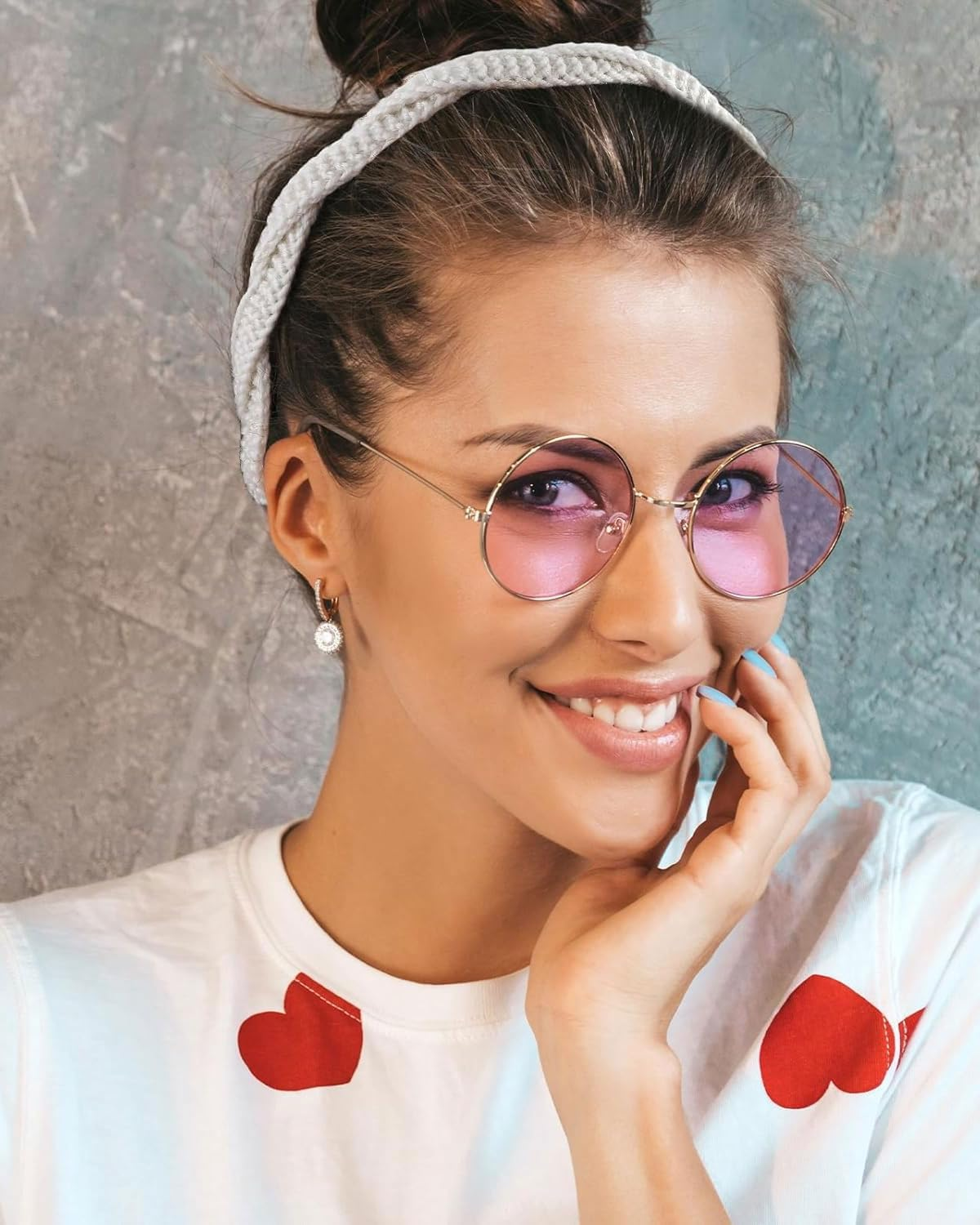 IPNSDON Set of 2 Hair Bobbles for Women, Braided Hair Scrunchies, Retro Toothed Hair Scrunchies, Fashion Hair Accessories for Women and Pink Comb for Daily Grooming image number 1