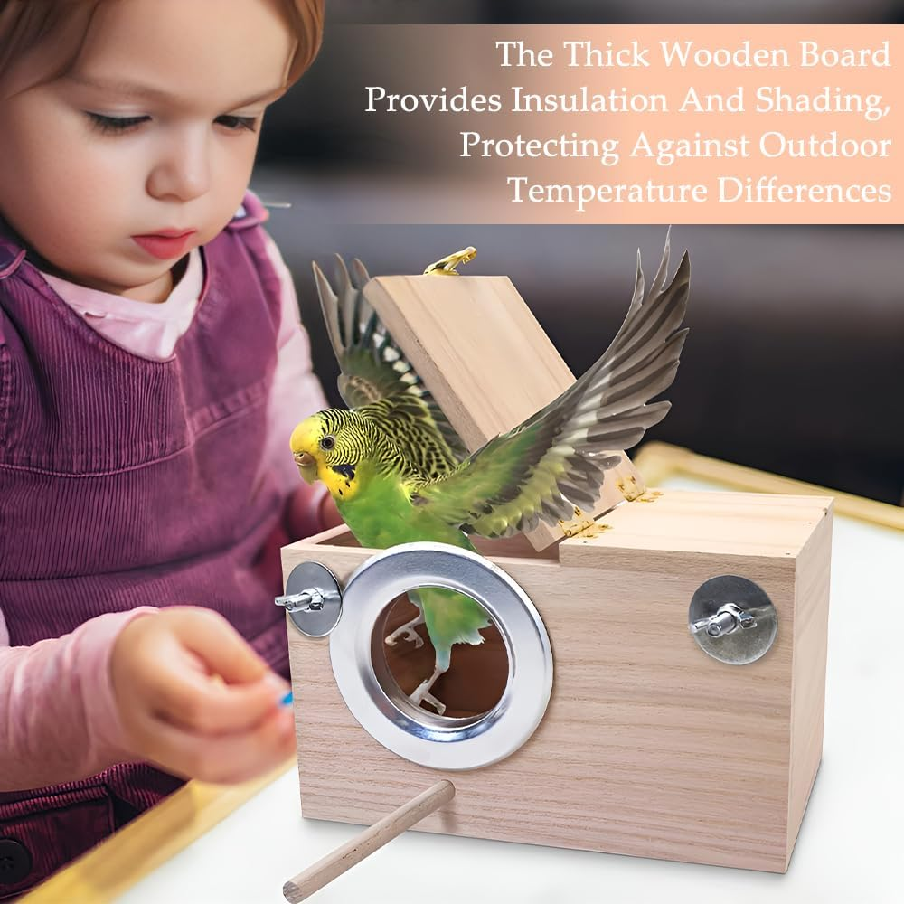 Wooden Parakeet Nesting Box, Bird Breeding Box, Birdhouse, Bird Cage for Finches, Cockatiels, Budgies, Conures, and Other Parrots (24.5 * 13 * 13 Cm) image number 1