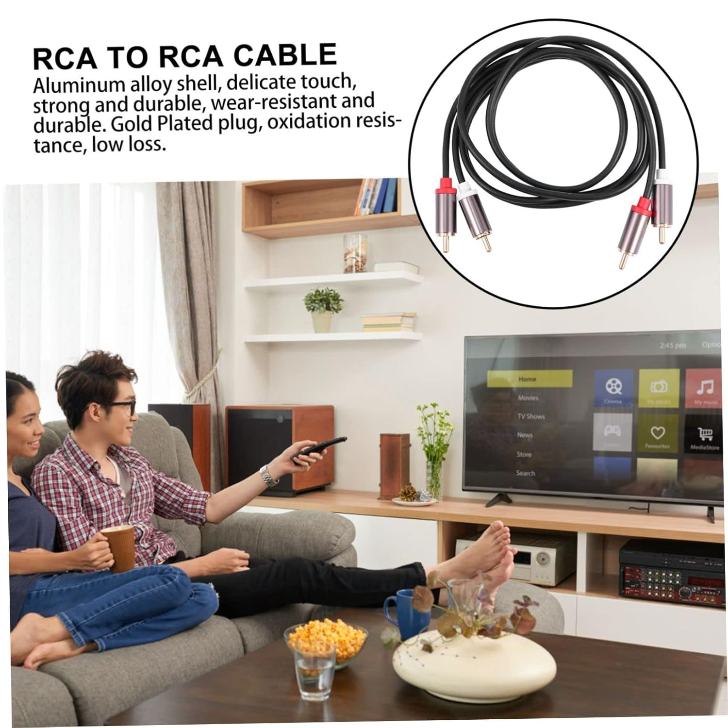 MOLUCKFU Male to Male Audio Cable Cable for Home Theater HDTV Gaming Consoles for Connections image number 5