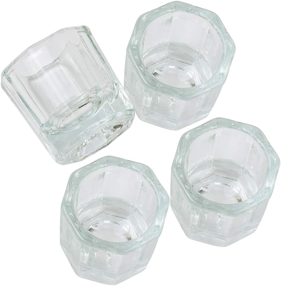 Pandaspa 2 Pieces Dappen Dish Crystal Bowl Glass Acrylic Nail Liquid Powder Nail Art (Pack of 2)