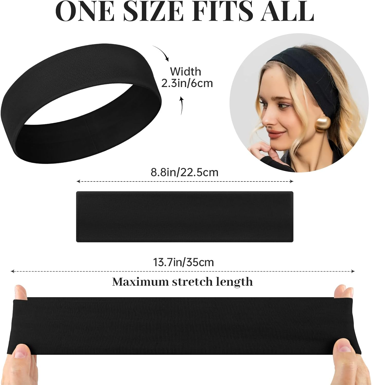 Tumurup Women'S Sports Headband, Pack of 10, Thin Elastic Hair Bands, Non-Slip Headband, Soft Hair Band, Yoga, Fitness, Running image number 2