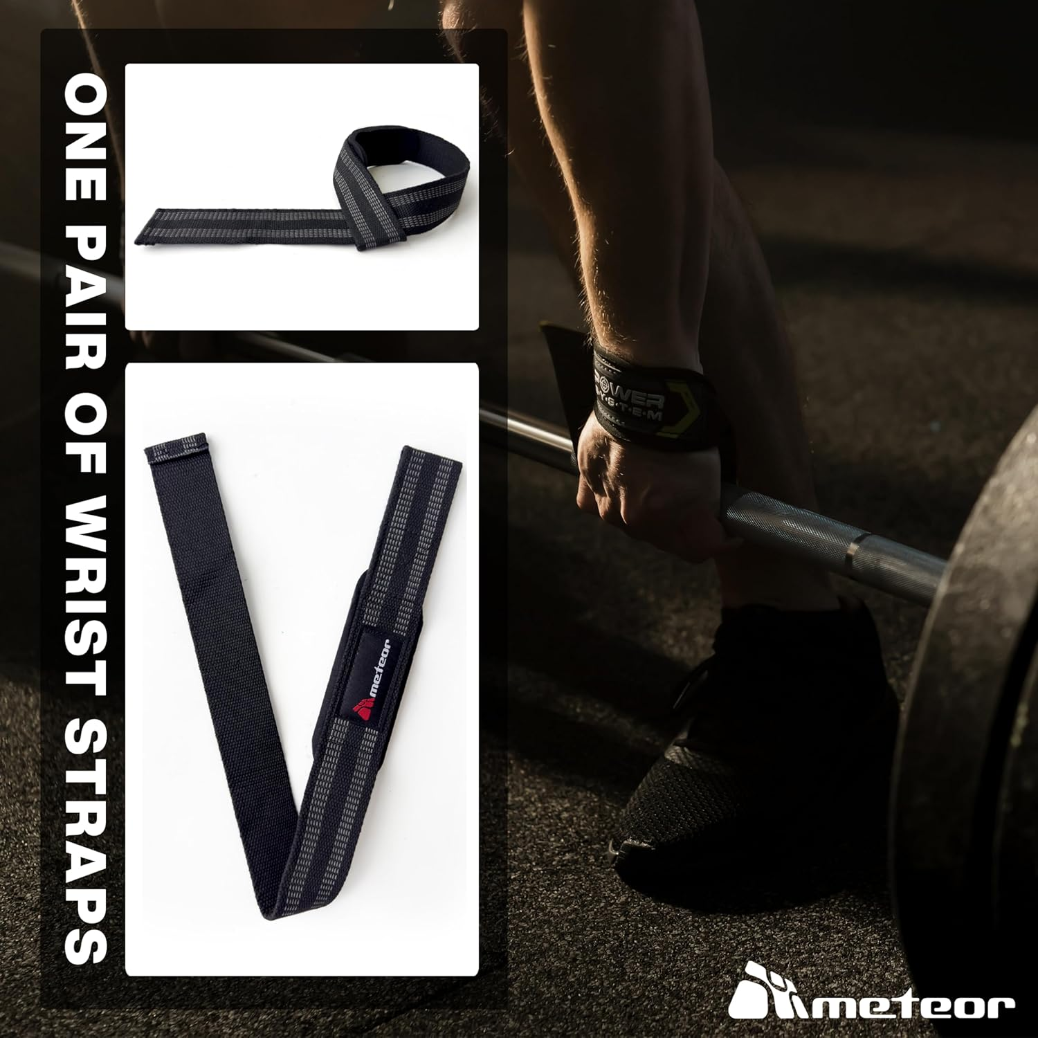 METEOR Pro Weightlifting Straps with Silicone Weave for Maximum Grip (Pair), 60Cm Heavy-Duty Padded Lifting Straps for Powerlifting, Deadlifts, and Heavy Workouts - Red-1 Pair image number 7