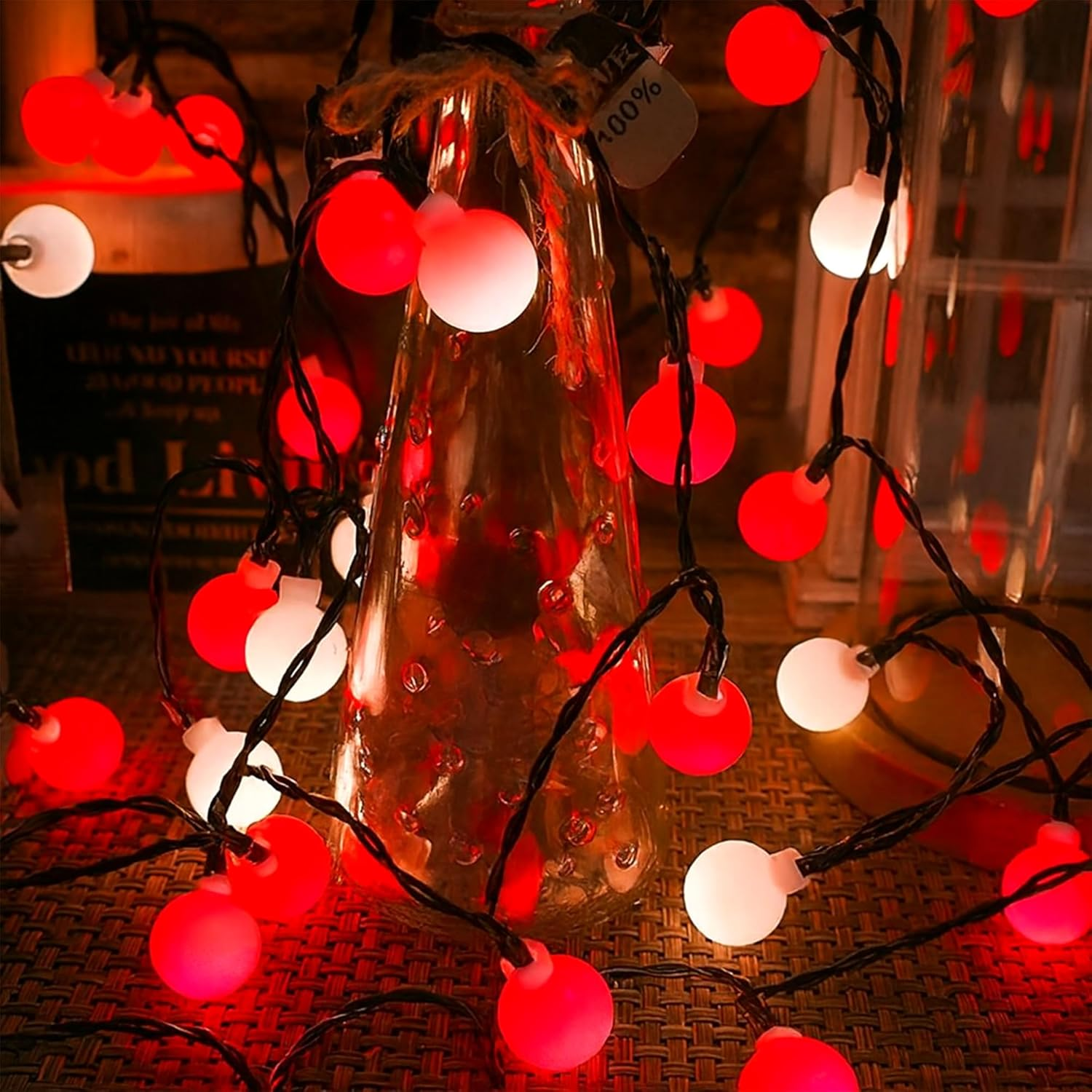 Lexi Lighting 300 Leds Connectable Cluster Fairy Chain Lights, Dark Cable, Red and White Cherry Ball, IP44, 3M Light Length, Christmas, Party, Garden, Wedding, Festival Decoration image number 7