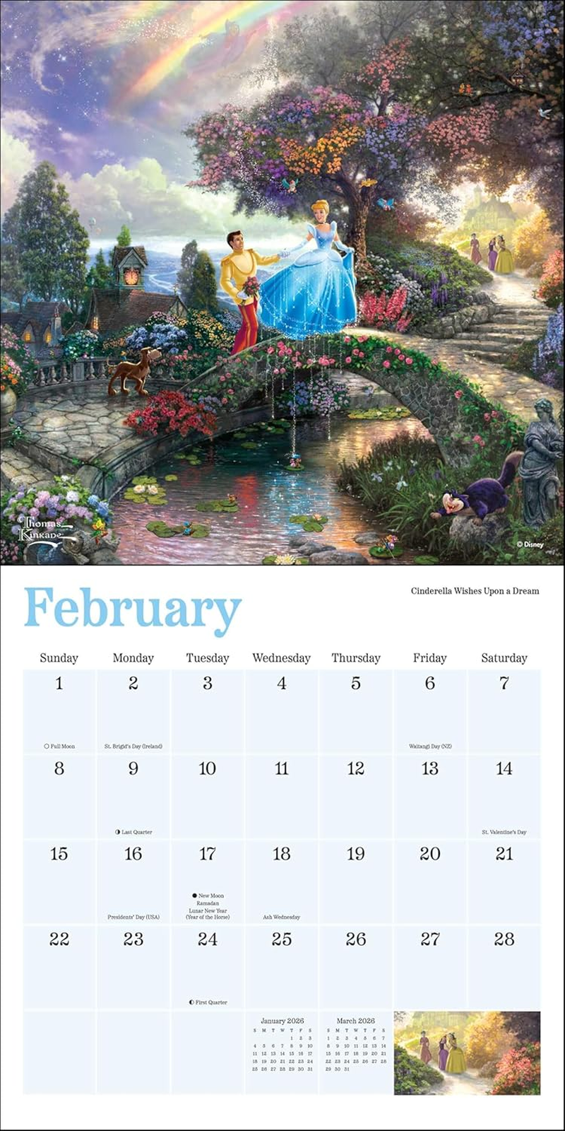 Disney Dreams Collection by Thomas Kinkade Studios 2026 Mini Wall Calendar image number 1