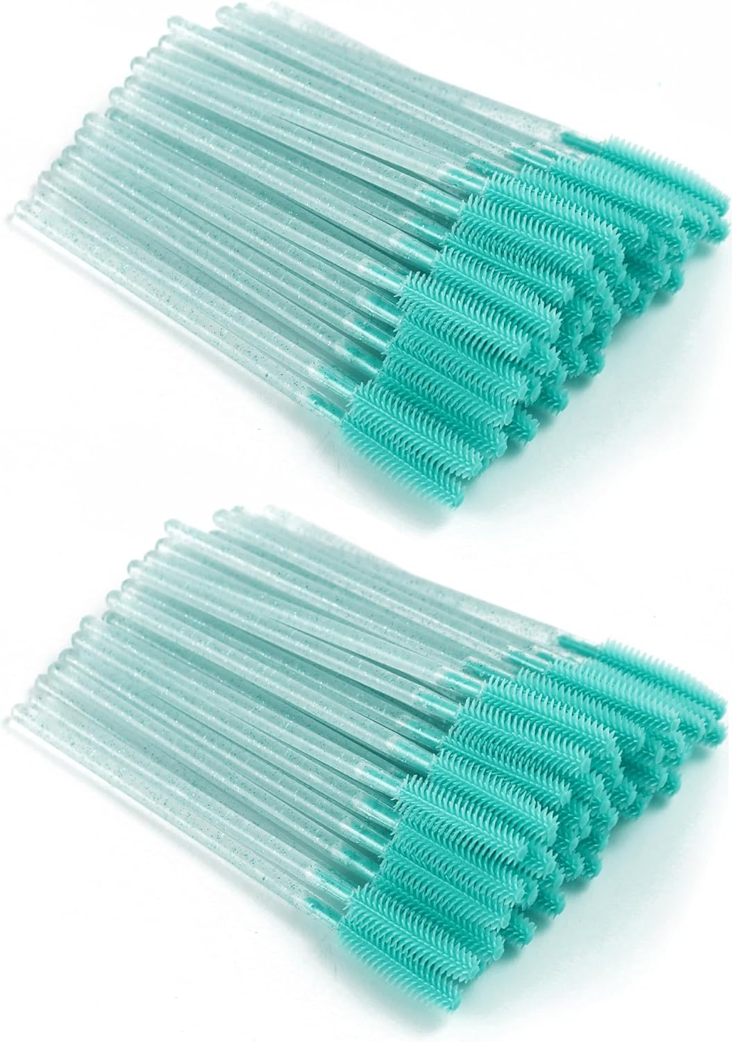 Apothie 50 Pieces Silicone Disposable Mascara Eyelash Wands - Eyebrow & Lash Extension Spoolie Brushes, Comb Separator, Microblading Tool, Applicator (50 Brushes, Green Crystal)