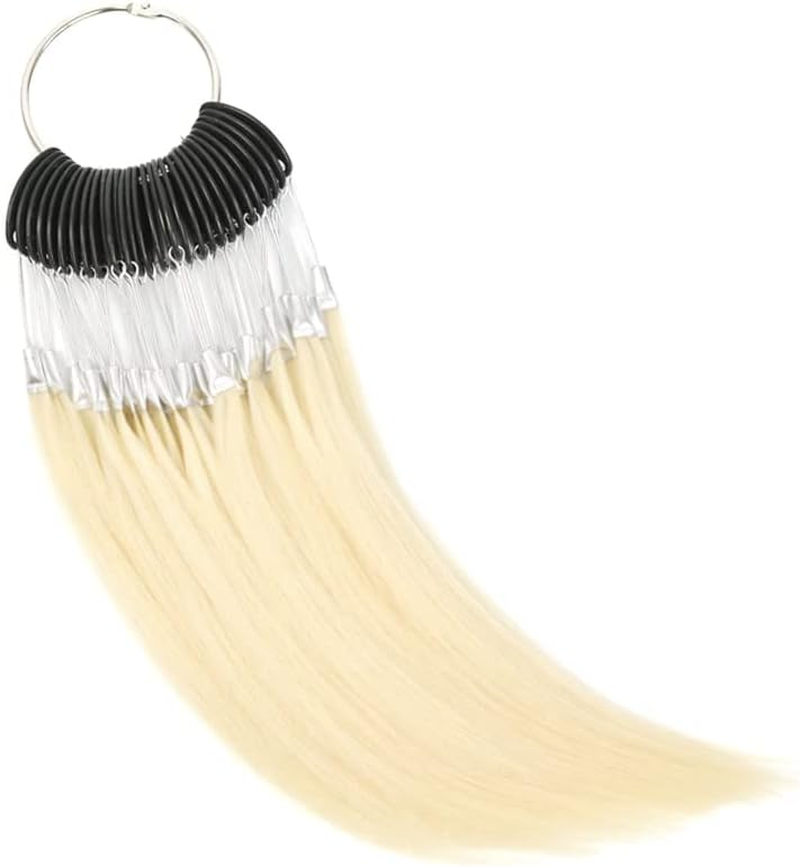 30 Strands/Set Hair Swatches Hair Colour Samples 100% Human Hair Colour Rings for Hair Extensions Salon Hairdressing (Light Brown)