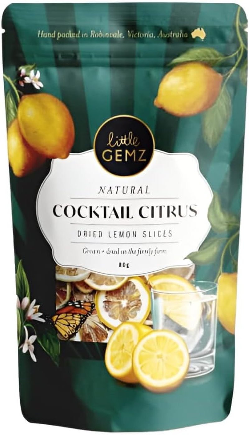 Little Gemz Natural Dried Lemon Slices | Cocktail Citrus Garnish & Teas, Infusions - 80G