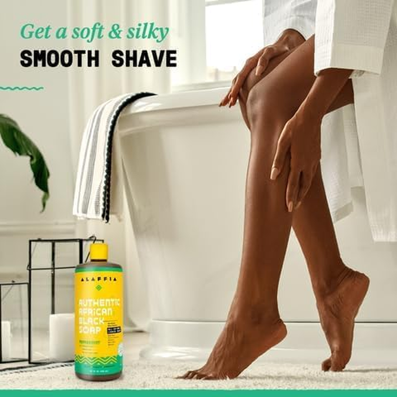 Alaffia Authentic African Black Soap Variety 2-Pack &ndash; All-In-One Liquid Soap, Travel-Size Eucalyptus Tea Tree + Full-Size Peppermint Body Wash, Face Wash, Shampoo, Shaving Soap