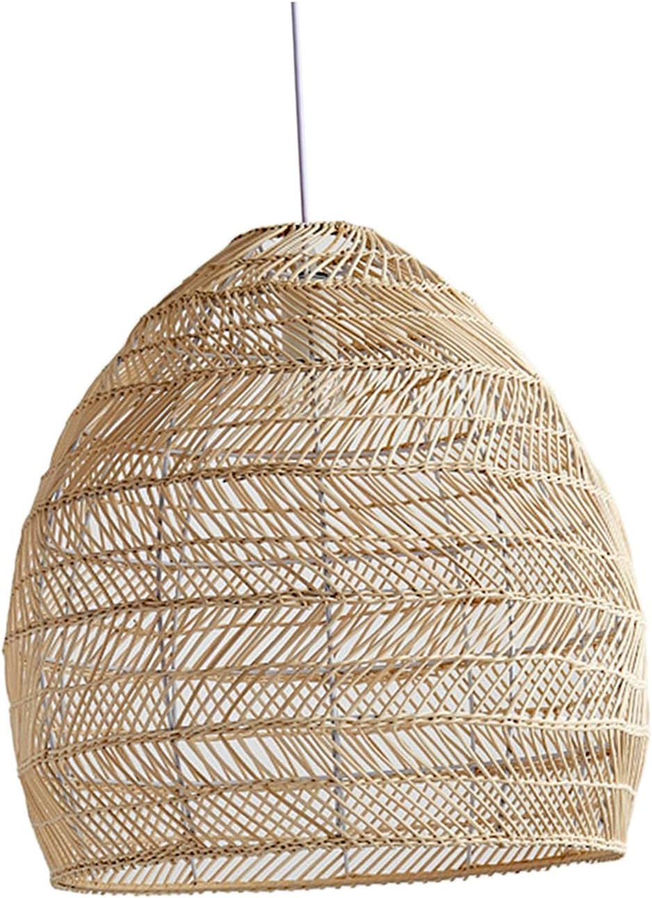 Wyhqgn Japanese Bamboo Pendant Light Shade for Dining Room Lighting Fixtures Hanging Lampshade, Woven Rattan Lampshade for Bar Cafe Living Room, Brown