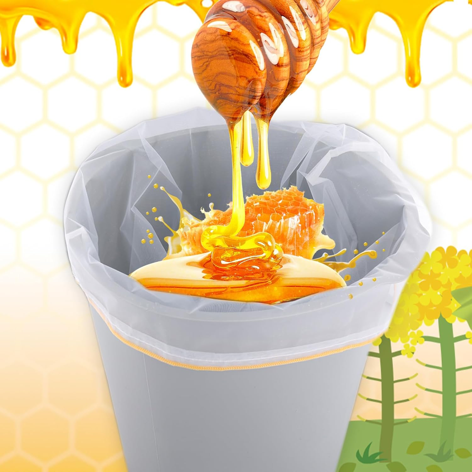 4Pcs Honey Filter Bag, 22.64X18.11 Inch Fine Mesh Nylon Strainer Bag with Adjustable Drawstring Reusable Honey Filter Cloth Nut Milk Bag Beginner Beekeeping Supplies for Farmers image number 3