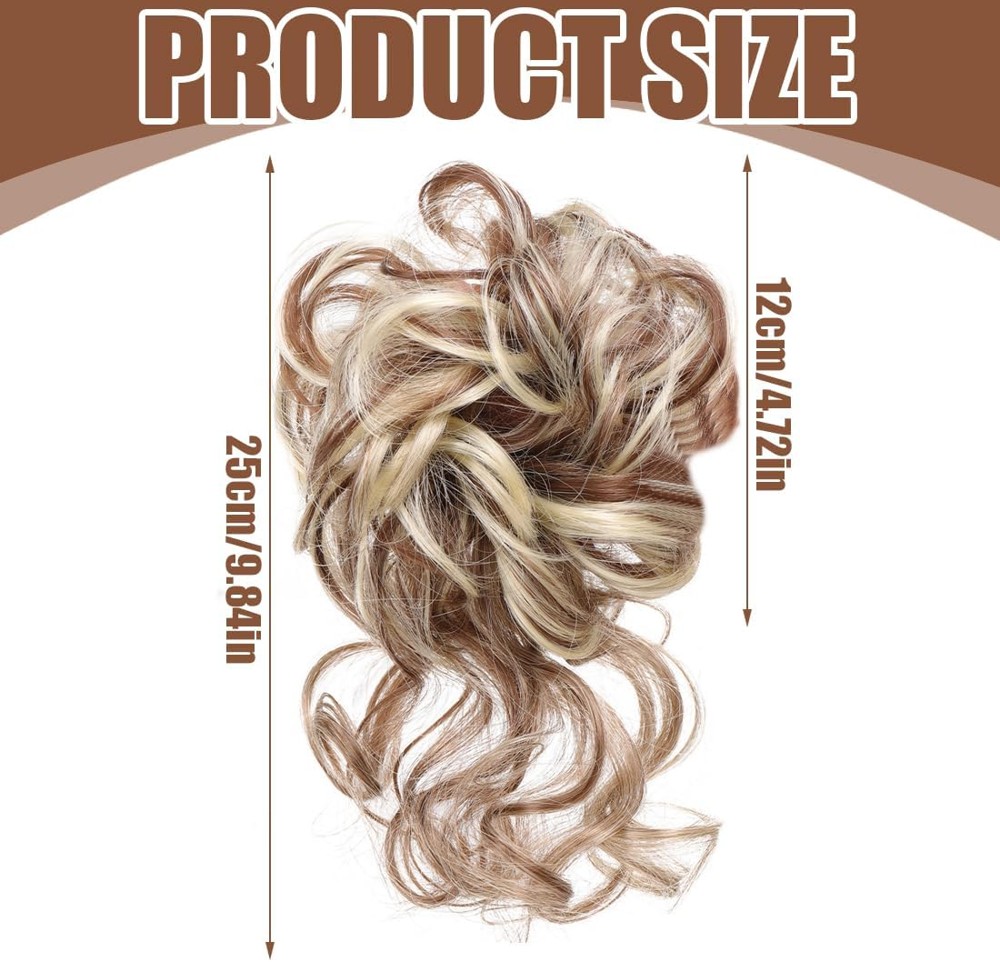 HQR Ponytail Hairpiece, Hairpiece with Elastic Band, Pony Hairpiece, Braid Extension, Large Bun Hairpiece, Hair Scrunchie with Hair, Curly Hair Bun Synthetic Hair Extension for Women Girls (A)