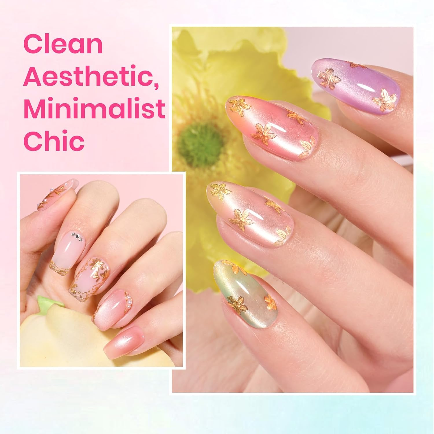 Beetles Cat Eye Gel Nail Polish Set, 6 Colors Pastel Shimmer Glitter Gel Polish Kit Soak off LED UV Curing Requires Pink Red Blue Orange Green Purple Velvet Gel with Magnet image number 5