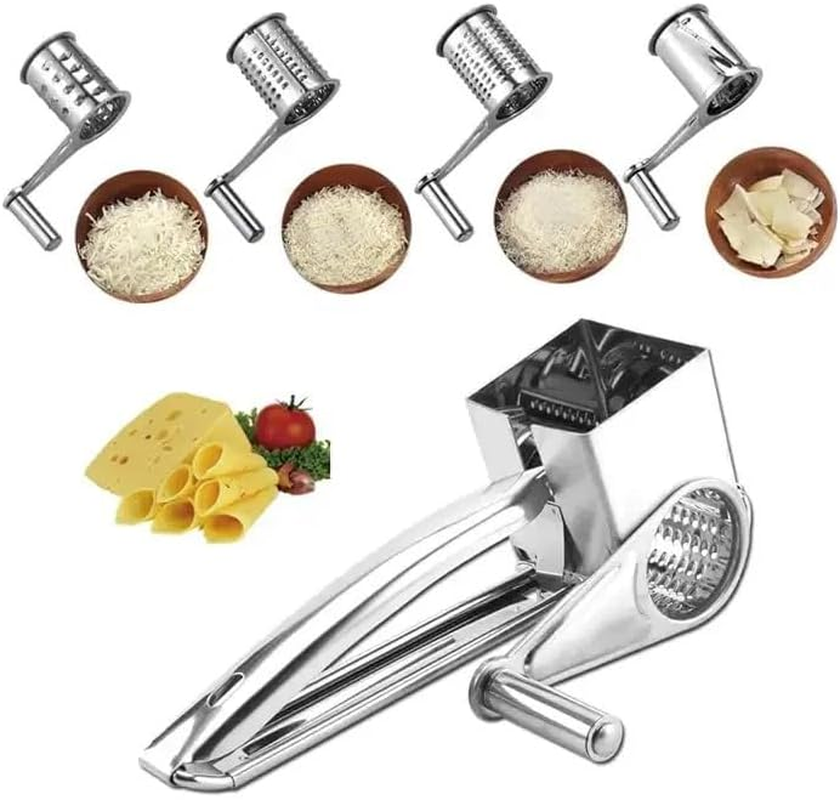Stainless Steel 4-In-1 Cheese Grater, Hand Cranked image number 1