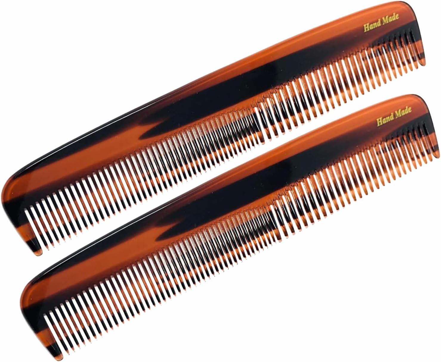 French Amie Sleek Handmade Tortoise Shell 7 Inch Long Celluloid Acetate Hair Dressing Combs 2 Pcs for Girls and Women image number 1