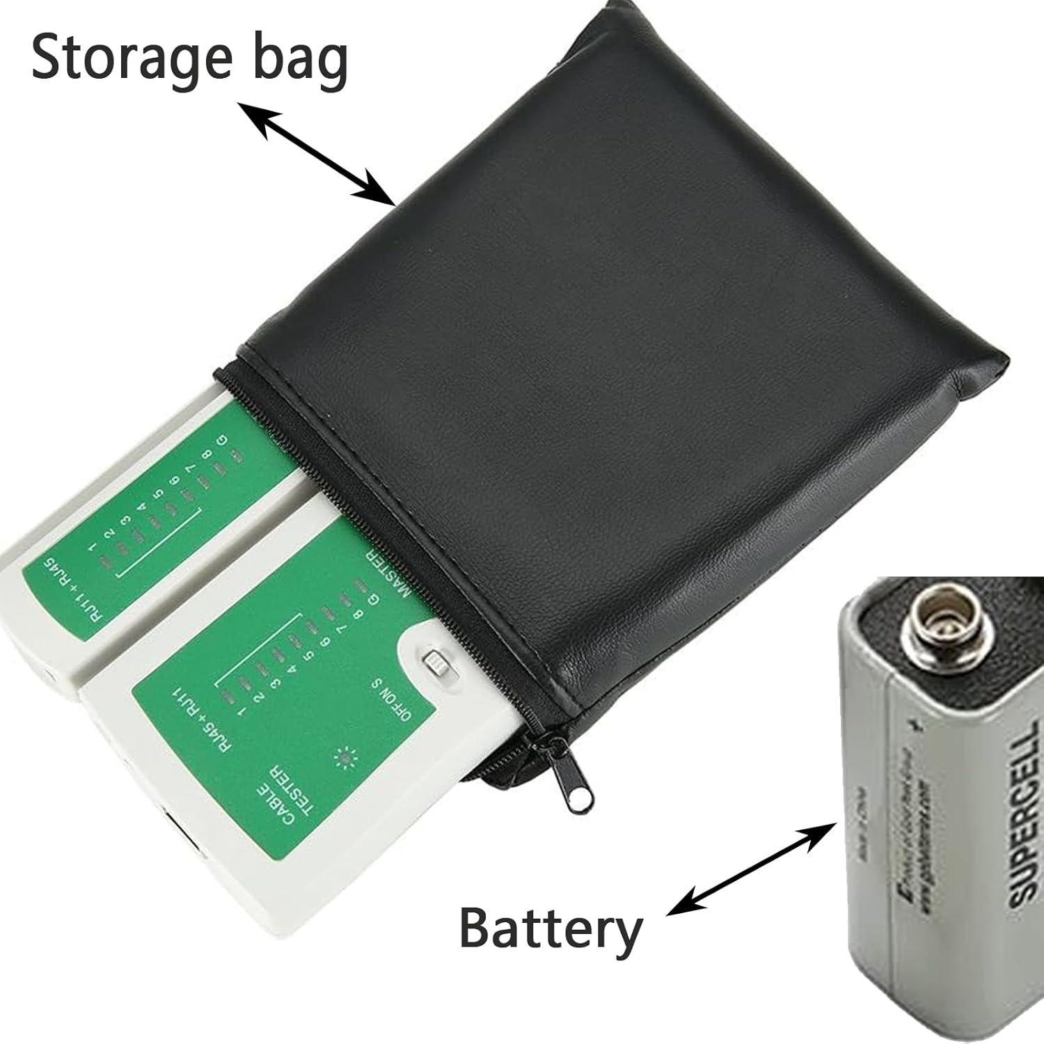 RJ45 RJ11 Cat5 Cat6 LAN Cable Tester Handheld Network Cable Tester Wire Telephone Line Tool for LAN RJ45 Cat7 Utp/Shielded Cable and RJ11 RJ12 (Deep Green) - Light Green image number 3