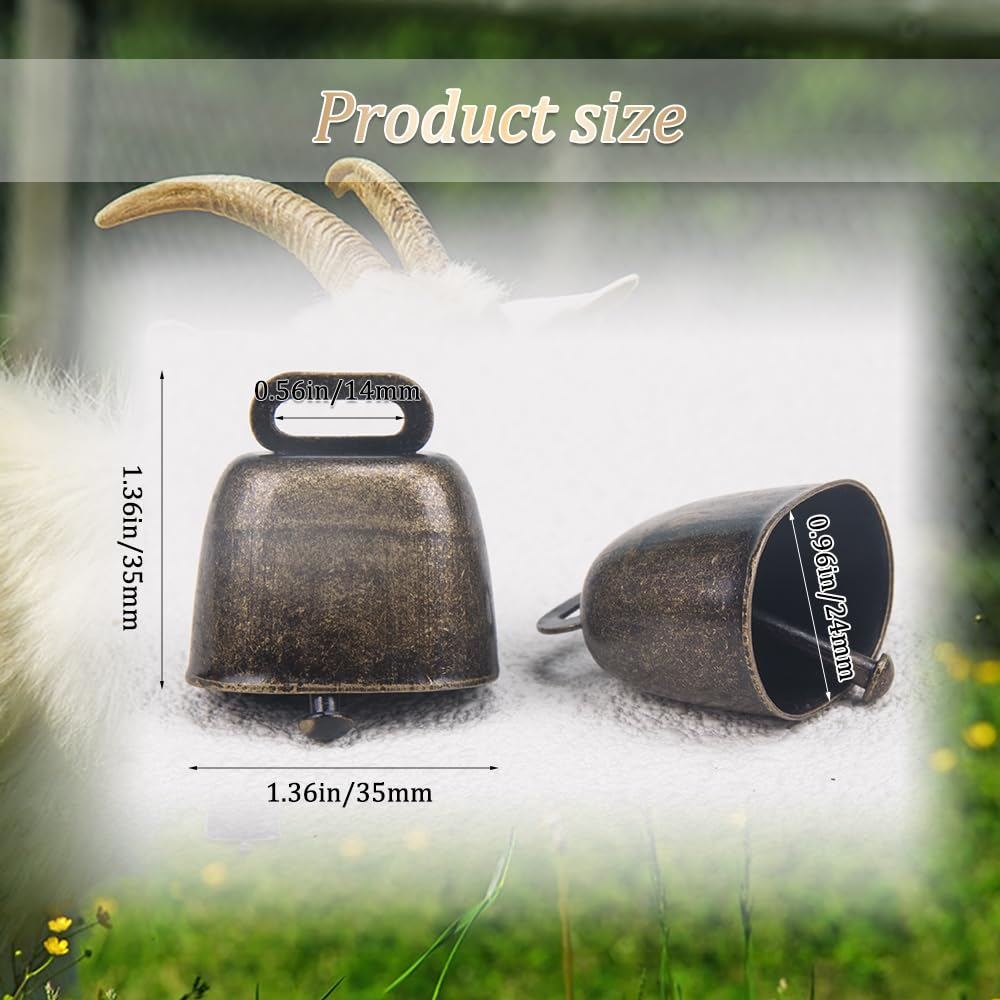 KOOBOOK 2Pcs Cow Horse Sheep Grazing Copper Bells Cattle Farm Animal Copper Loud Bronze Bell image number 5