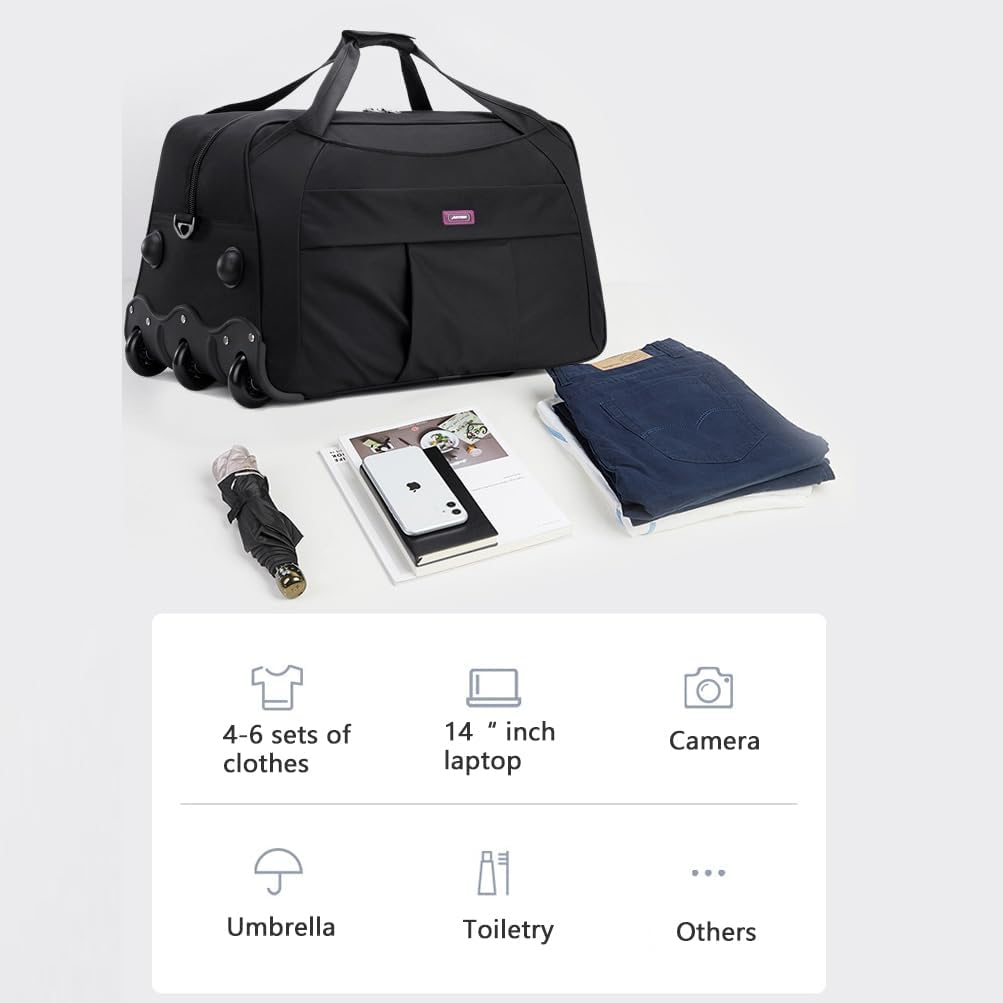 Duffle Bag with Wheels & Backpack MAX 55L Durable Rolling Luggage with Inline Skate Wheels, for Men Women Heavy Duty Foldable Collapsible image number 5