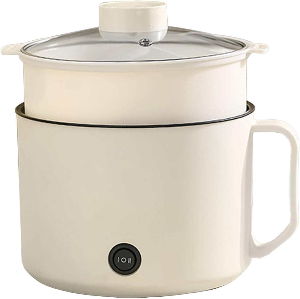 Small Electric Hot Pot, Maifanshi Technology anti Dry Burning anti Stick Coating Portable Mini Electric Cooking Pot Multifunctional for Student Dormitories (Beige and Food image number 2