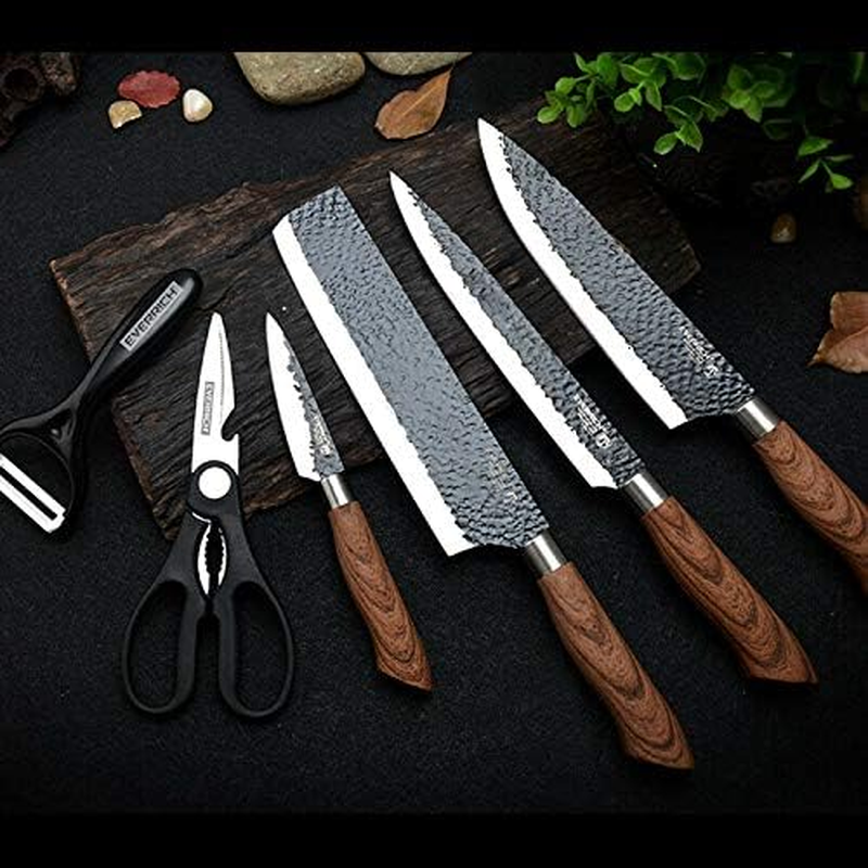 6 PCS Non-Stick Coating Finish Kitchen Knife Knives Set, Chef Knife 8'', Carving Knife 8'', Small Cleaver 8'', Paring Knife 3.5'', Scissors image number 3
