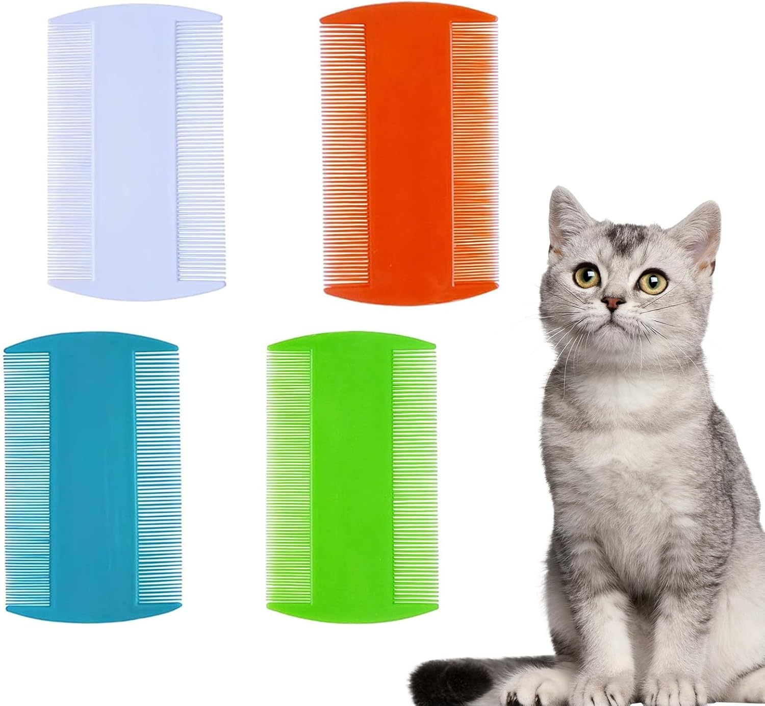 4 Pack Flea Lice Combs Grooming Fine Tooth Hair Dandruff Combs Double Sided Health Remedies Repellent Ticks Dogs Cats image number 5