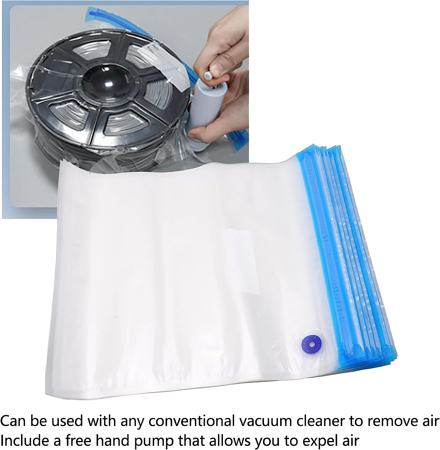 Prevent Consuming Oxidation, 20Pcs Vacuum Sealed 3D Printer Filament Storage Bags, Ideal Storage Flexibility, Compatible with Any Vacuum Cleaner image number 4