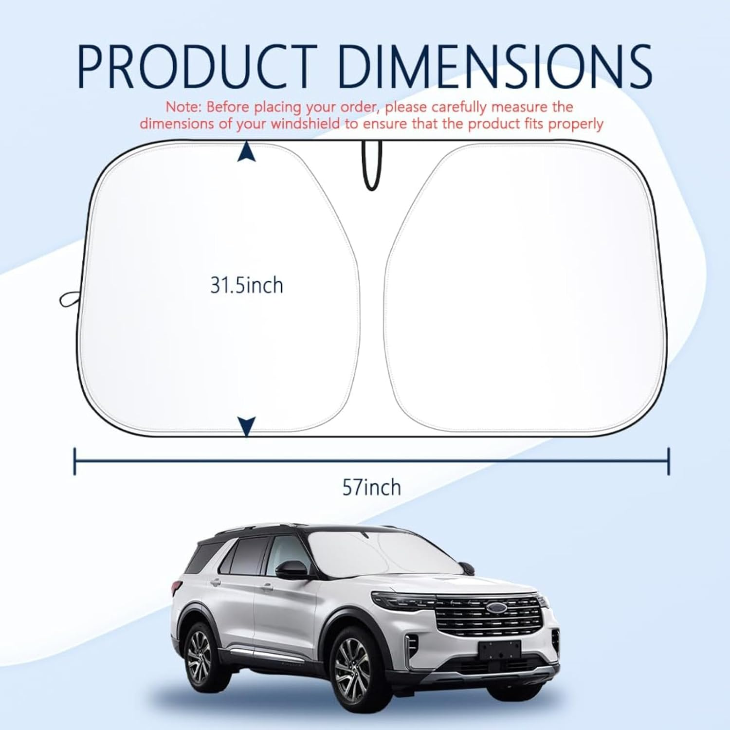 Car Windshield Sun Shade, 240T Thickened Car Window Shades Heat Reflective Interior Cool, Universal Fit for Most Cars Suvs Trucks, Compact Foldable Design with Storage Bag (145Cmx80Cm) image number 1