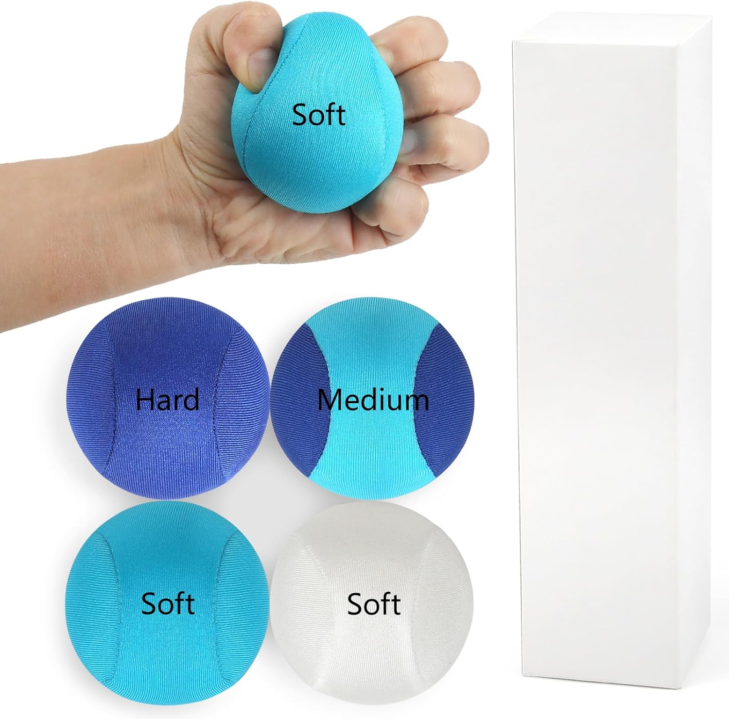 ZCOINS 4 Pcs Stress Balls for Adults, 6CM Grip Balls for Hand Strengthening, Hand Exercise, Squeeze, Stress Relief, Soft, Medium, Hard image number 3