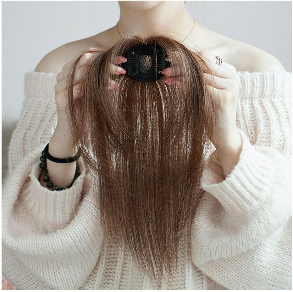 Air Bangs Hair Extensions Natural Hairs Extensions Hairpieces for Women Girl Bang Hairpieces for Women with Thinning-Hair for All Face Type (Natural) image number 6