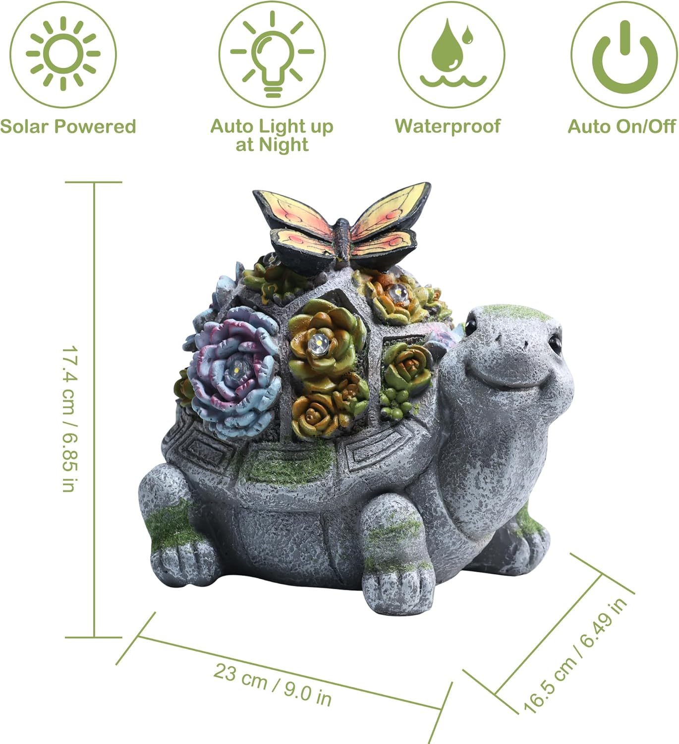 Attivolife Turtle Solar Garden Outdoor Statues with Succulent 7 LED Light, Patio Lawn Balcon Yard Ornament Art Decor, Mother Day Housewarming Birthday Presents for Mom Women Grandma