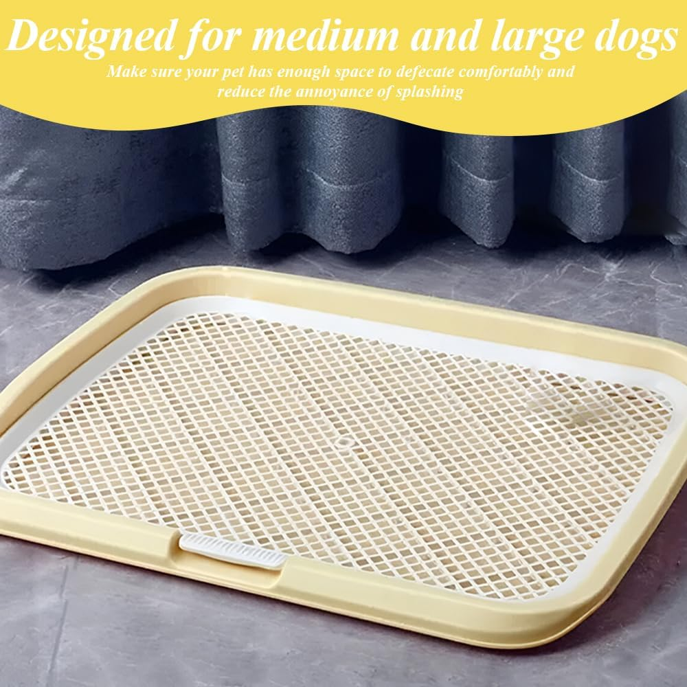 TOMVAES Small Puppy Dog Toilet, Dog Potty Train Pad Puppy with Protection Wall Mesh Grids Dog Toilet Dog Toilet, Reusable, Easy to Clean（Light Yellow） (Light Yellow, Extra Large) - Light Yellow image number 6