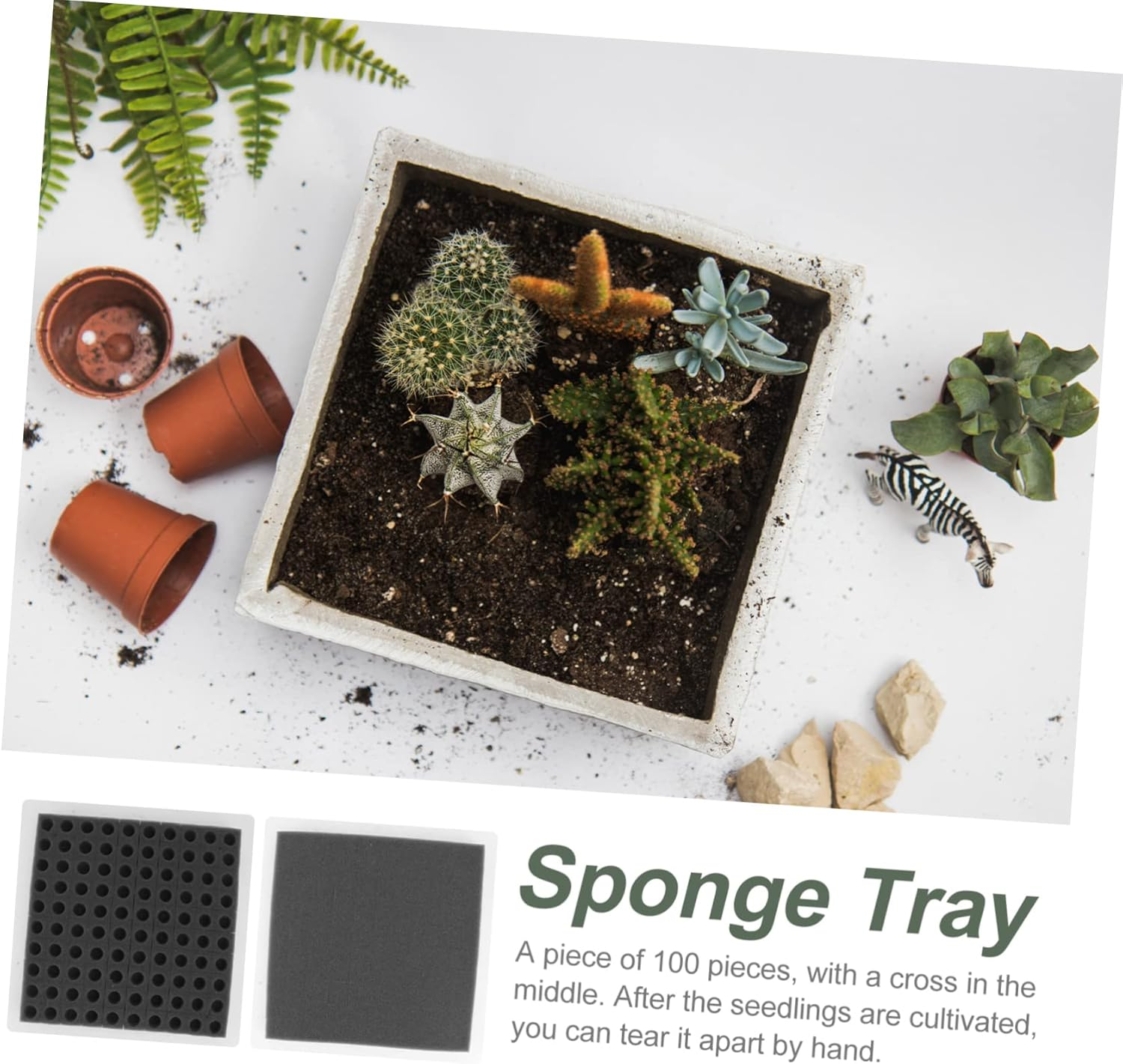 Gatuida Soilless Hydroponic Sponge Seedling Block for Vegetable Cultivation 2Pcs Black Square Sponge Tray for Indoor Balcony Gardening Tools image number 1