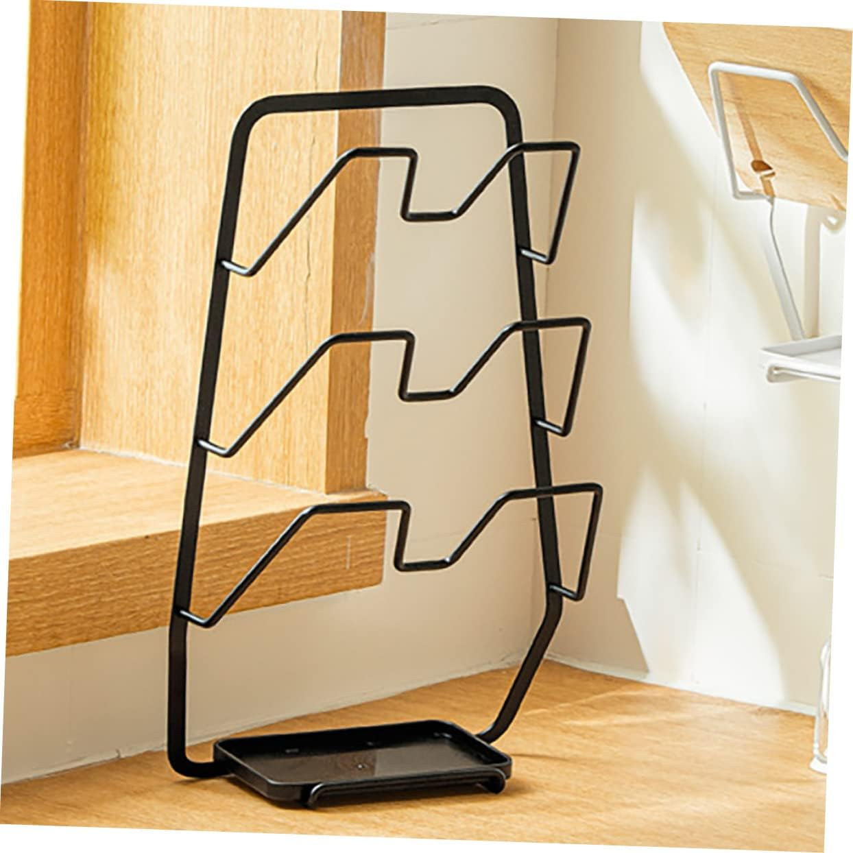 OKUMEYR Home Wall Mounted Kitchen Storage Rack for Pot Covers and Cutting Boards Punch Organizer for Efficient Space Saving and Easy Installation image number 1