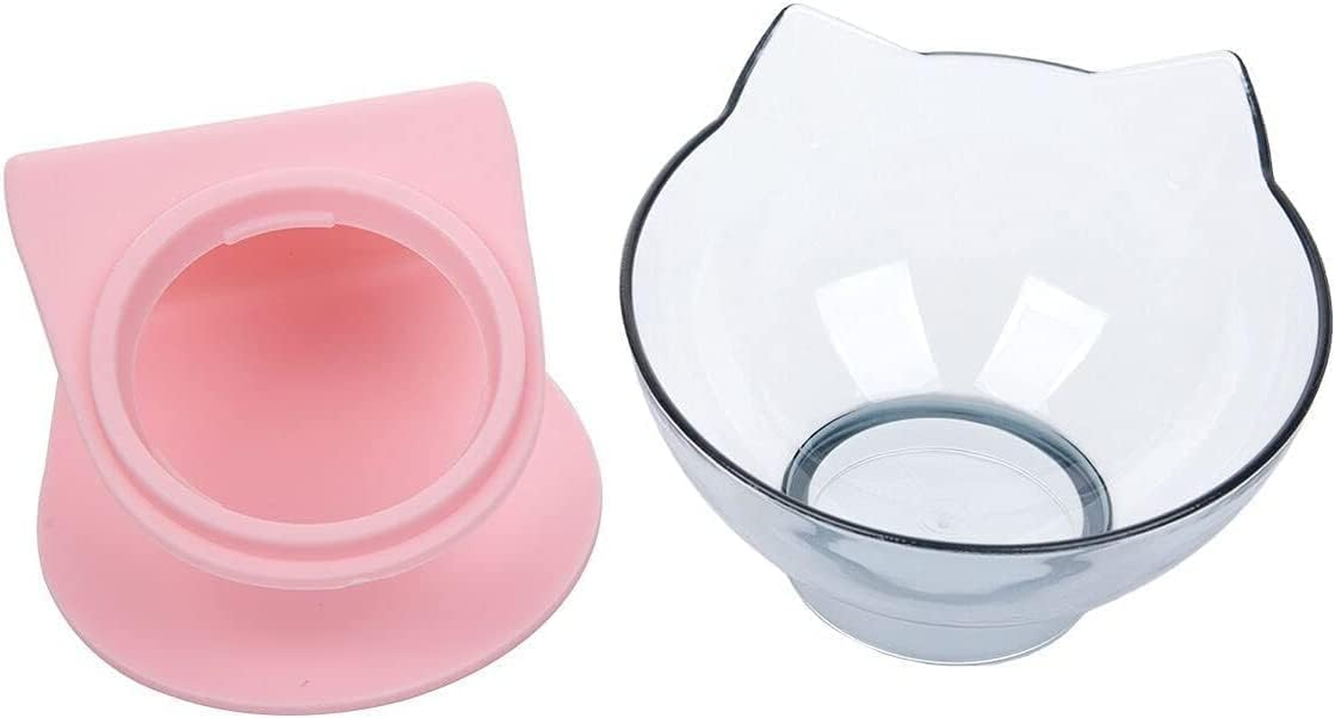 Double Elevated Cat Bowls with Raised Stand, 15 Tilted Cat Bowl Design Neck Guard Stand Raised Pet Food Water Feeder Bowl for Cats or Small Dogs image number 3