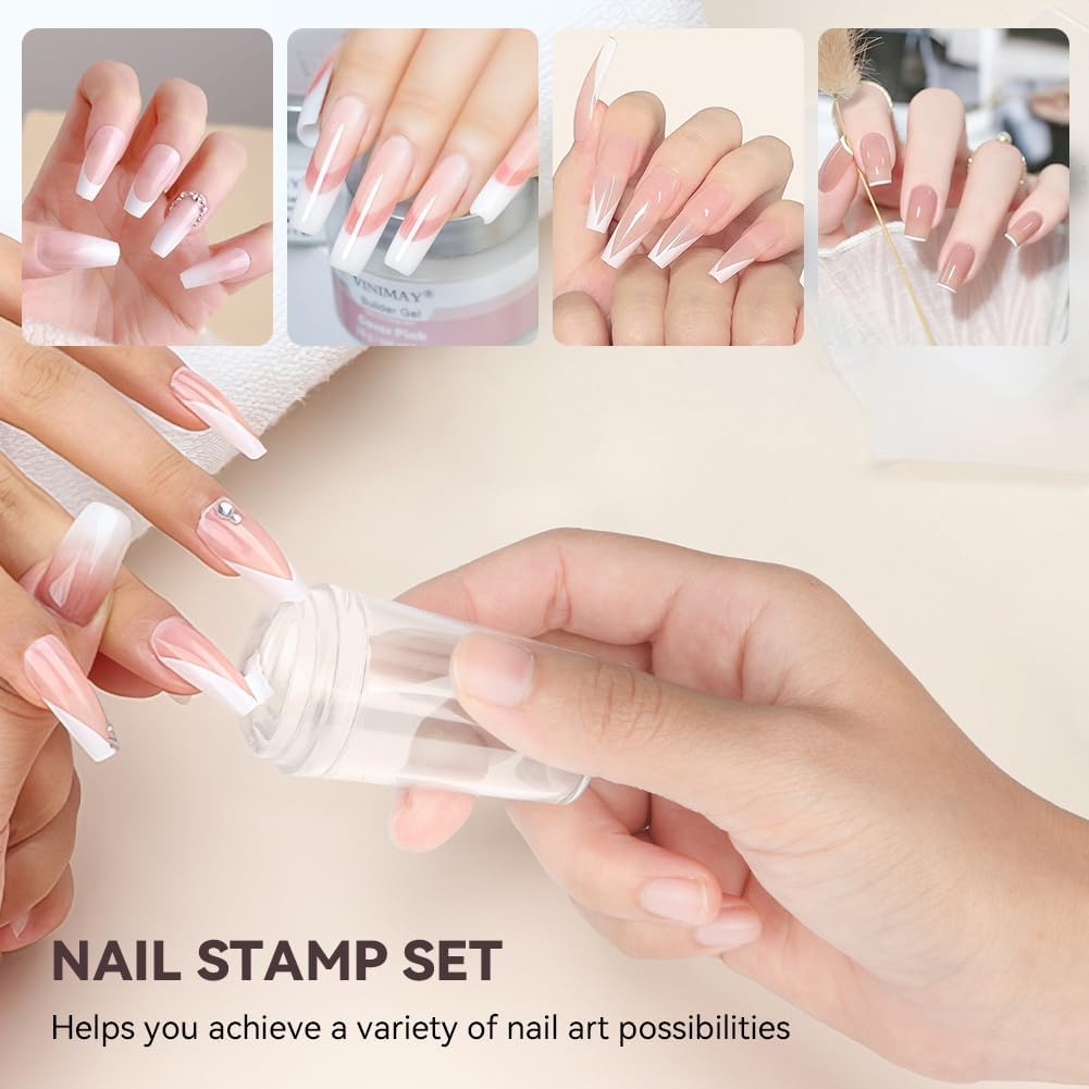 LOPHE Nail Stamp, 4 Pieces Silicone Nail Stamps with Scraper, French Nails Stamper Nail Stamp, Nail Art Accessories for the Perfect French Look image number 2