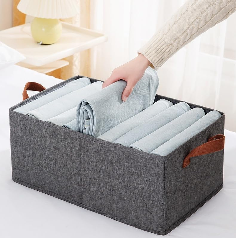 YNTCHENG Pack of 6 Large Capacity Storage Bins Closet Organizer System,Sturdy Foldable Storage Boxes,Shelf Organizer Shelves Basket Storage Bin with Handles for Organizing Clothing,Sheets,Toys image number 6