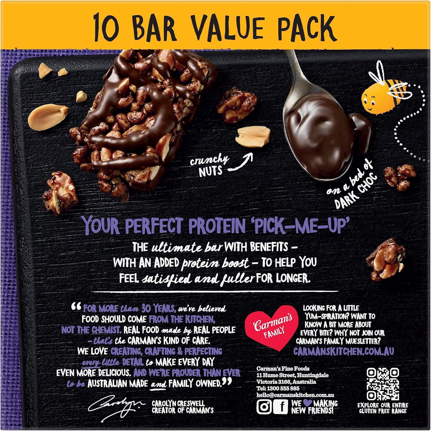 Carman'S Double Dark Choc Protein Bar Value Pack 10X40G image number 5